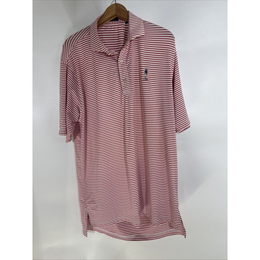 Turtleson Mens Red White Striped Performance Polo Shirt 1794 Graphic Large